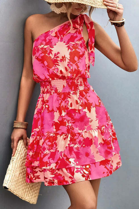 'Kiera' Printed Single Shoulder Dress - Celes Fashion